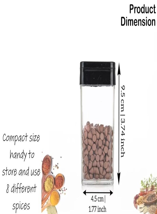 SUNNIFA 8 Pcs Sets Airtight Masala Box For Kitchen Masala Container For Kitchen Spice Jars Multi Storage Container For Kitchen Easy Flow Spice Storage Container With Tray Spice Jars - Plastic, Black - Image 2