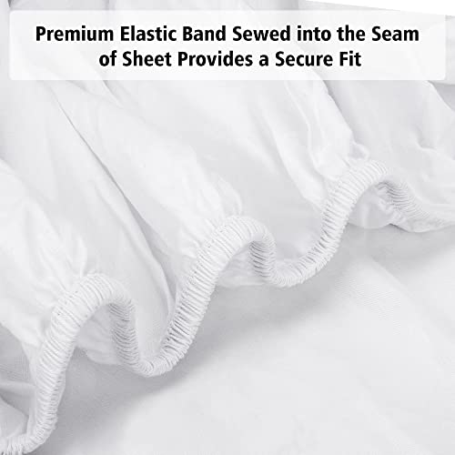 Lirex Twin XL Fitted Sheet Cotton, 300 Thread Count Soft Breathable, 8-10" Deep Pocket Sheet for Hotel Home, White - Image 2