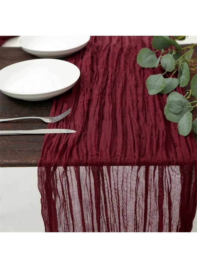 Translucent Table Runner Chessian Tablecloth for Wedding Reception Bridal Shower Party Decoration Table Centerpiece 90*400CM Red - Image 5
