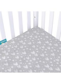 Biloban Biloban Crib Sheets Fitted, 2 Pack Crib Sheet Fits for Standard Crib and Toddler Mattress, 100% Jersey Knit Cotton Crib Sheet for Baby Boys & Girl, Star and Heart Print  - Image 4