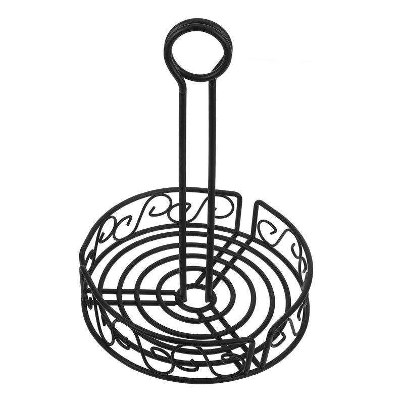 حامل التوابل من الحديد الأسود الصغير، سلة منظم التوابل، حامل تخزين المطبخ على سطح الطاولة - Image 2