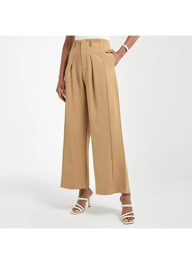 FAV Solid Wide Leg Pants with Pockets