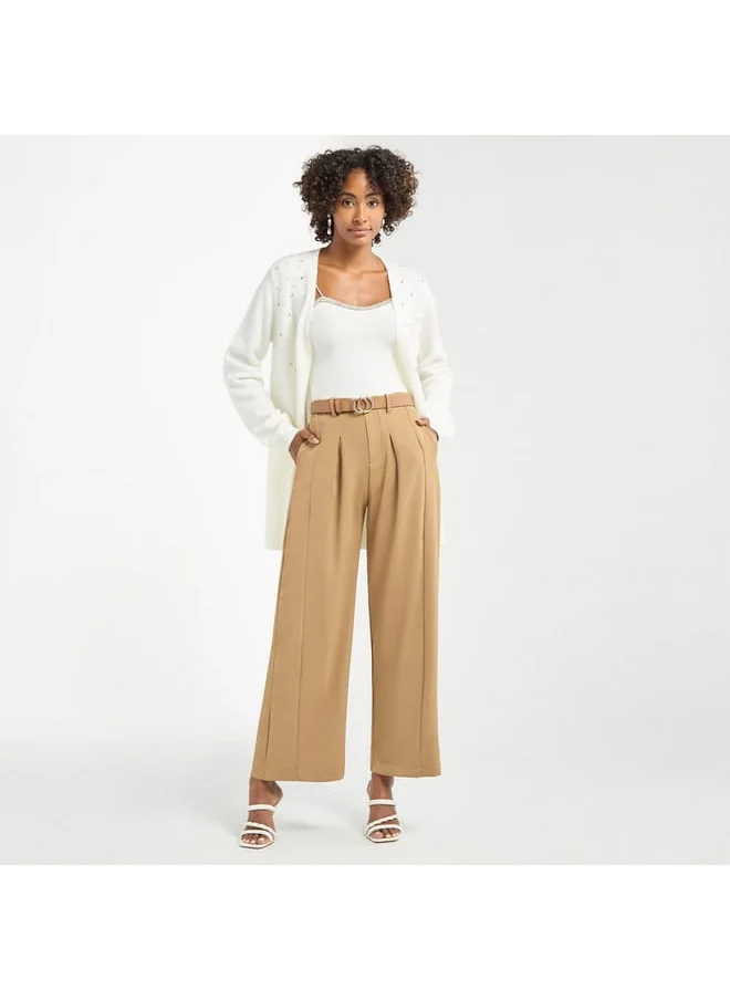 FAV Solid Wide Leg Pants with Pockets