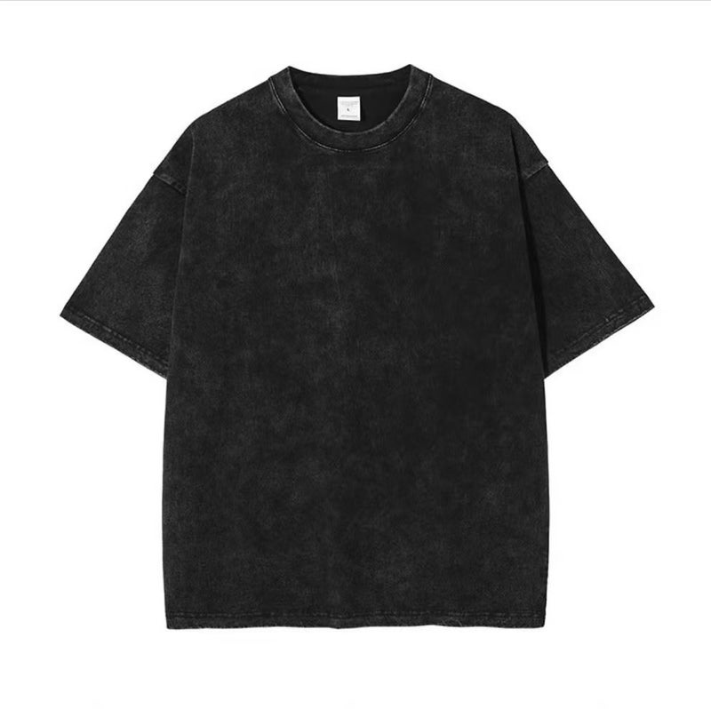 American Street Letter Printing Washed Old Round Neck Short Sleeve Men'S And Women'S Casual Loose T-Shirt Summer Ins - Image 1
