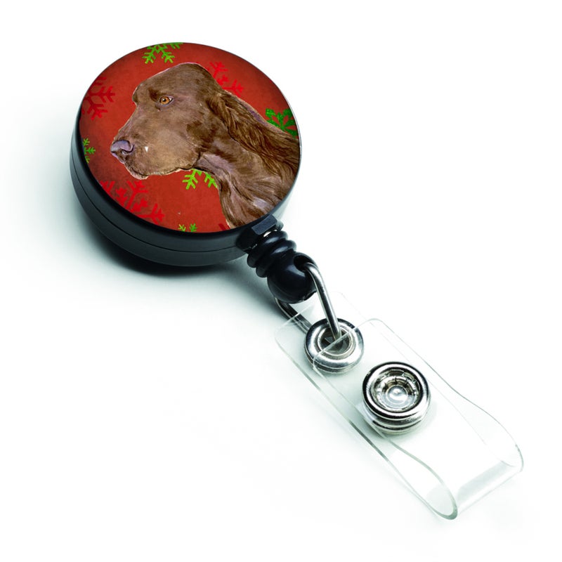 ""Caroline's Treasures Field Spaniel Red & Green Snowflake Christmas Badge Reel  Multicolor (SS4732BR)""