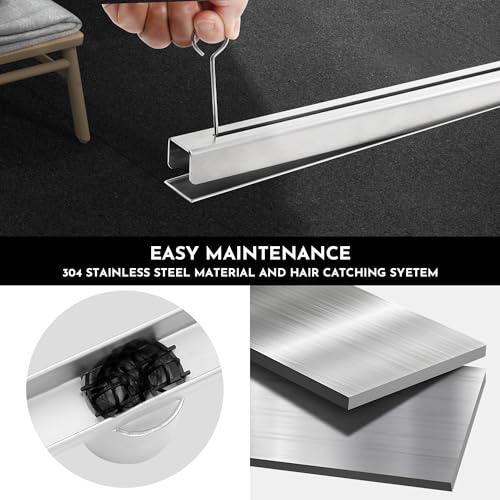 muschbath 24 Inch Ultra Narrow Linear Shower Drain, Brushed Nickel Extra Slim Shower Drain, 304 Stainless Steel, Easy to Install and Clean for Bathrooms (Drain Base Not Included), LSDE8-31A-24S - Image 4