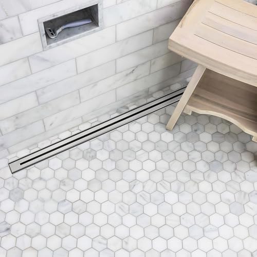 muschbath 24 Inch Ultra Narrow Linear Shower Drain, Brushed Nickel Extra Slim Shower Drain, 304 Stainless Steel, Easy to Install and Clean for Bathrooms (Drain Base Not Included), LSDE8-31A-24S - Image 5