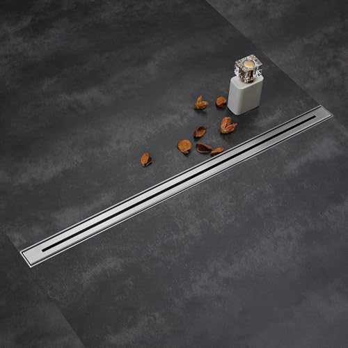 muschbath 24 Inch Ultra Narrow Linear Shower Drain, Brushed Nickel Extra Slim Shower Drain, 304 Stainless Steel, Easy to Install and Clean for Bathrooms (Drain Base Not Included), LSDE8-31A-24S - Image 1