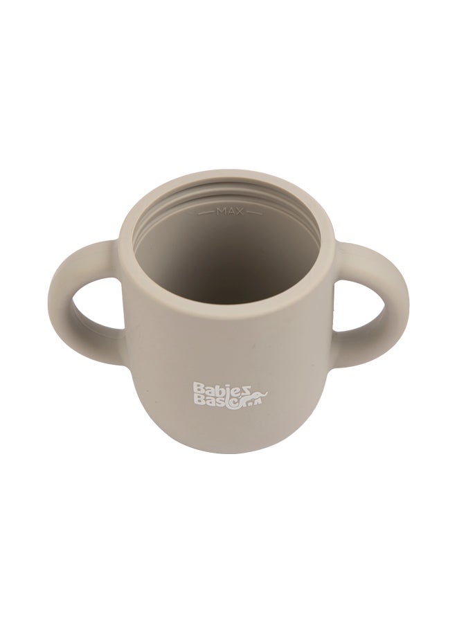 بابيز_بيسك كوب سيليكون للأطفال الأساسيين من المرحلة الأولى مع فوهة ومقابض للأطفال - رمادي - Image 5