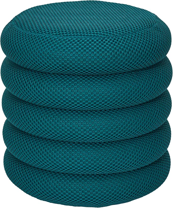 Home Dwell Velvet Storage Pouffe – Round Ottoman Stool with Hidden Storage – 42cm Decorative Seating for Living Room, Bedroom or Entryway – Compact Footrest – Blue - Image 1