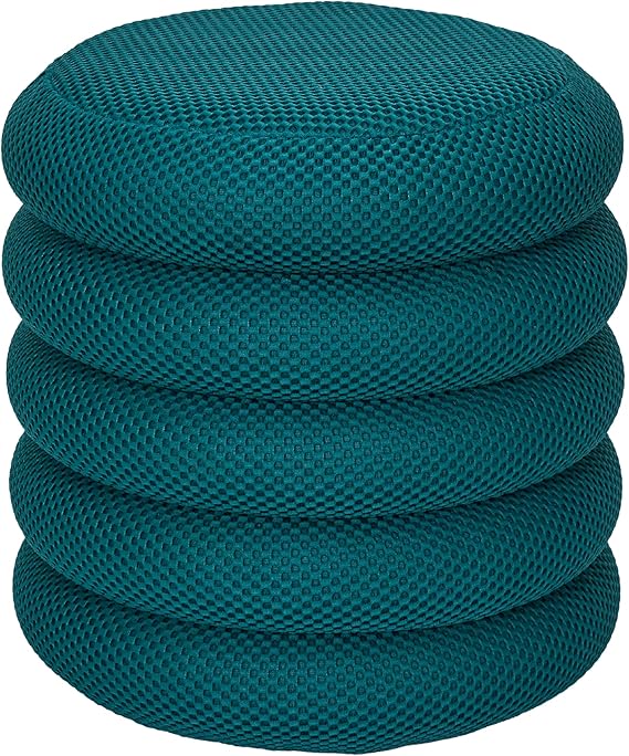 Home Dwell Velvet Storage Pouffe – Round Ottoman Stool with Hidden Storage – 42cm Decorative Seating for Living Room, Bedroom or Entryway – Compact Footrest – Blue - Image 5