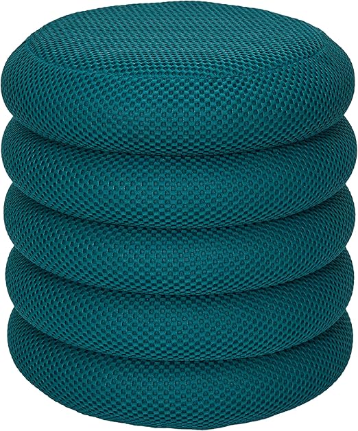 Home Dwell Velvet Storage Pouffe – Round Ottoman Stool with Hidden Storage – 42cm Decorative Seating for Living Room, Bedroom or Entryway – Compact Footrest – Blue - Image 4