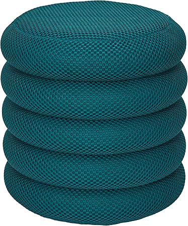 Home Dwell Velvet Storage Pouffe – Round Ottoman Stool with Hidden Storage – 42cm Decorative Seating for Living Room, Bedroom or Entryway – Compact Footrest – Blue - Image 2