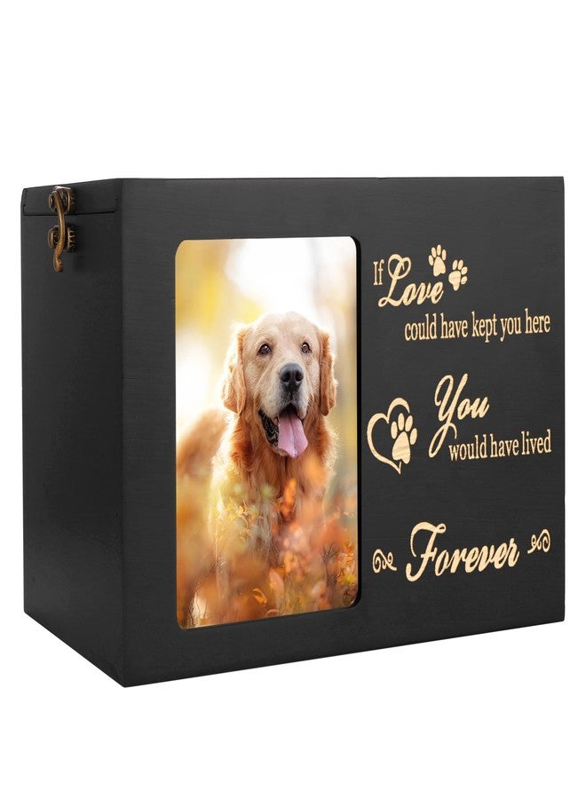 DGDCDV Pet Memorial Urns for Dog or Cat Ashes, Large Wooden Funeral Cremation Urns with Photo Frame, Memorial Keepsake Memory Box with Black Flannel as Lining, Loss Pet Memorial Remembrance Gift - Image 1