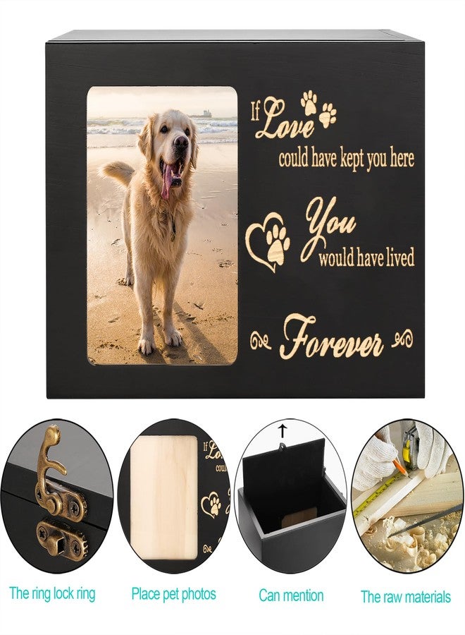 DGDCDV Pet Memorial Urns for Dog or Cat Ashes, Large Wooden Funeral Cremation Urns with Photo Frame, Memorial Keepsake Memory Box with Black Flannel as Lining, Loss Pet Memorial Remembrance Gift - Image 3