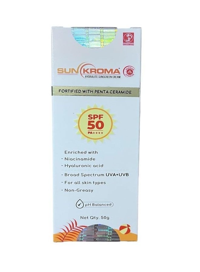 KRO MA Hydralite Sunscreen Cream SPF 50 PA++++ Non-Greasy, 50g