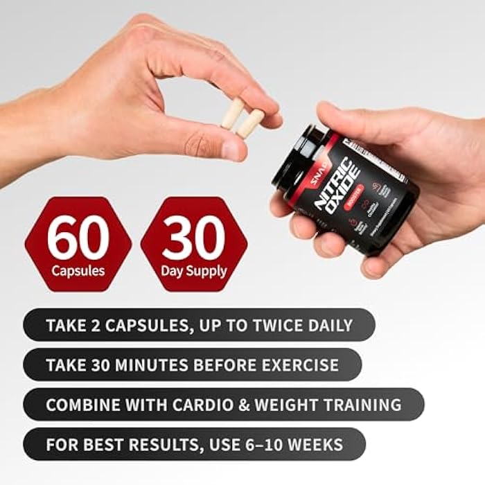 SNAP SUPPLEMENTS مكملات سناب نيتريك أوكسيد مع L-أرجينين لدعم الطاقة، التعافي السريع، صحة القلب، نمو العضلات والدورة الدموية، 60 كبسولة نباتية (إمداد لشهر واحد) - Image 5