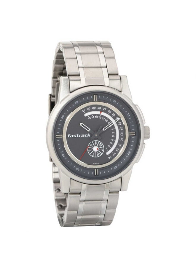 Fastrack Go Skate Quartz Analog with Day and Date Grey Dial Stainless Steel Strap Watch for Guys 3215sm02 - Image 1