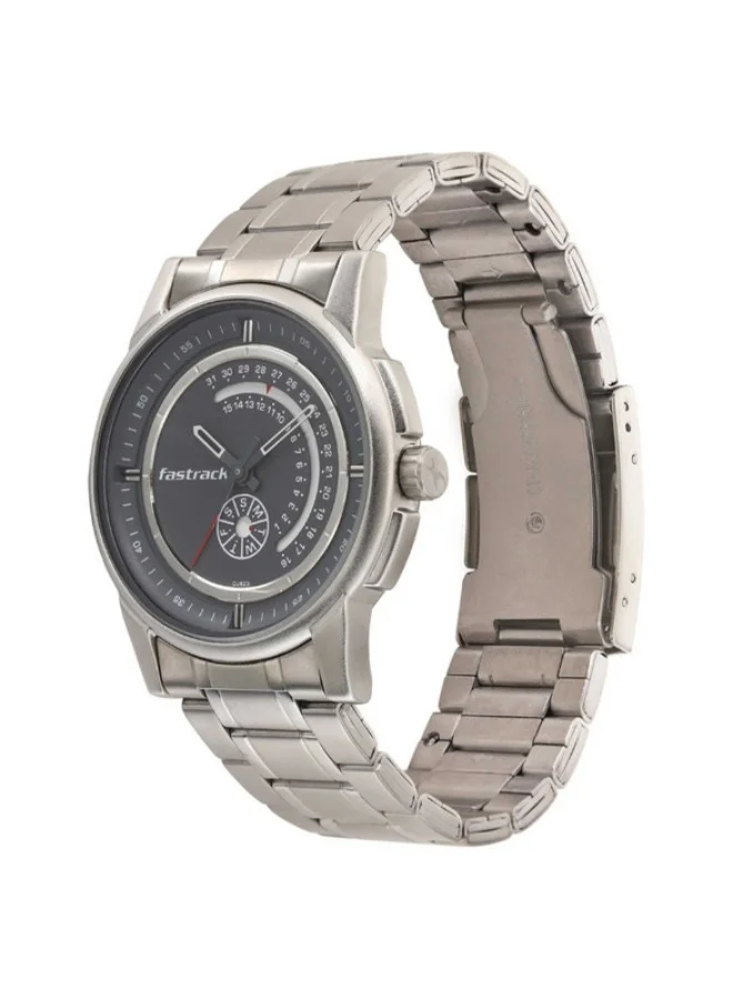 fastrack Fastrack Go Skate Quartz Analog with Day and Date Grey Dial Stainless Steel Strap Watch for Guys 3215sm02