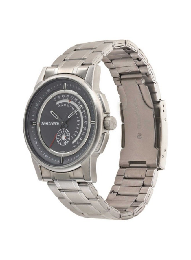 Fastrack Go Skate Quartz Analog with Day and Date Grey Dial Stainless Steel Strap Watch for Guys 3215sm02 - Image 2