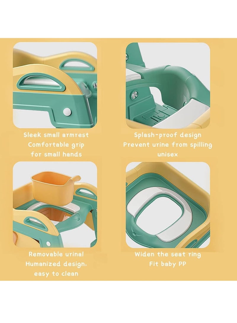 Hihonor Kids Potty Training Seat, Foldable Toilet Seat, 3-in-1 Potty Training Seat, Toilet Seat with Non-Slip Ladder, Foldable Toddler Toilet Seat, for Baby Kids Boys Girls, Potty Seat Potty(Green) - Image 4
