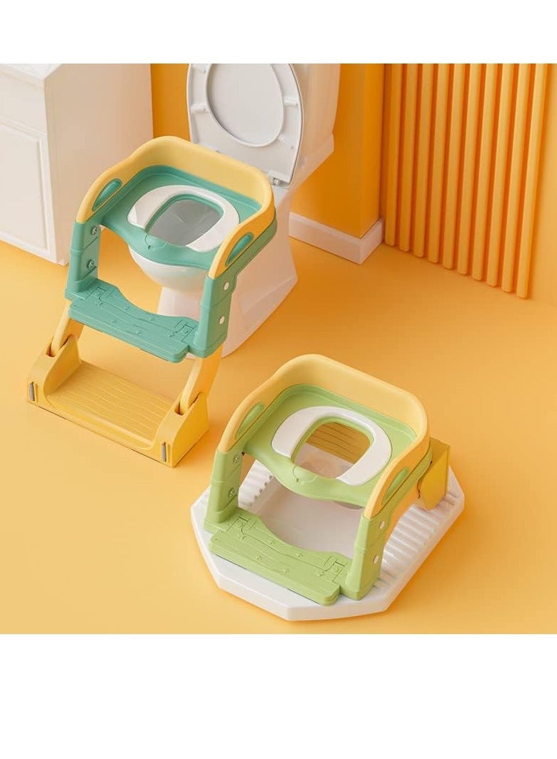 Hihonor Kids Potty Training Seat, Foldable Toilet Seat, 3-in-1 Potty Training Seat, Toilet Seat with Non-Slip Ladder, Foldable Toddler Toilet Seat, for Baby Kids Boys Girls, Potty Seat Potty(Green) - Image 2