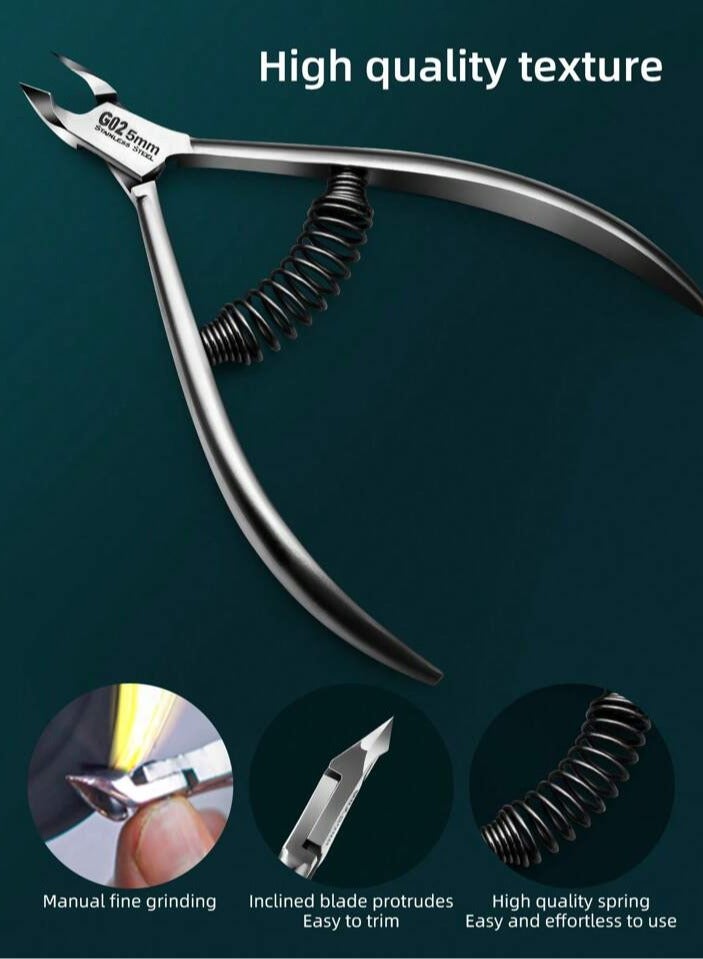 Stainless Steel Nail Cuticle Cutter, Professional Nail Clipper, Nail Care Tools, for Manicure and Pedicure (Silver) - Image 4