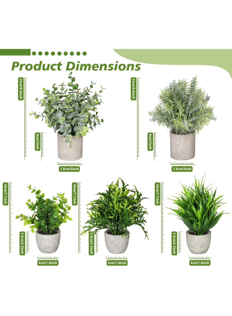 Arabest Fake Plants, 5 Pack Mini Potted Artificial Plant Small Faux Eucalyptus Greenery Plastic Fake Green Grass Plants for Indoor Outdoor Office Bathroom Shelf Farmhouse Coffee Table Decoration - Image 4