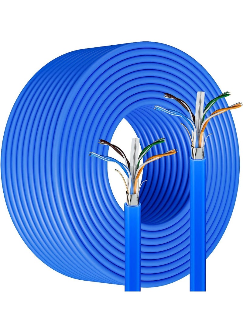 جلينك كابل إيثرنت CAT6 UTP عالي السرعة لشبكة LAN، صديق للبيئة، أزرق، لفة بطول 50 مترًا للاستخدام المنزلي والمكتبي، مع أجهزة الراوتر والمودم وكاميرات المراقبة. - Image 1