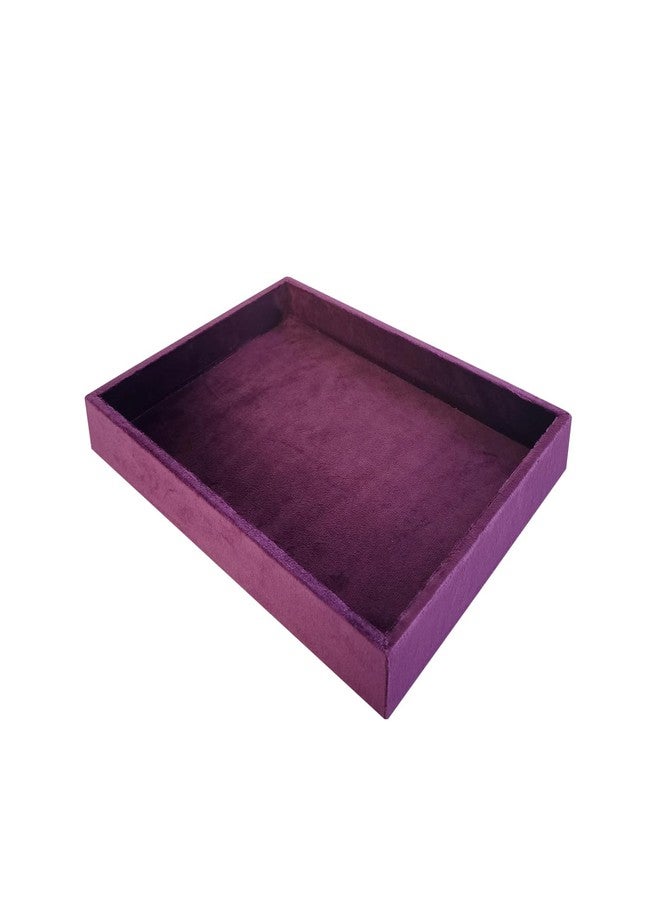 SCIKHEFT Flat Jewelry Tray Velvet Stackable Jewelry Display Organizer for Necklaces, Rings, Earrings Compact Jewelry Storage for Dresser, Countertop（Purple） - Image 1