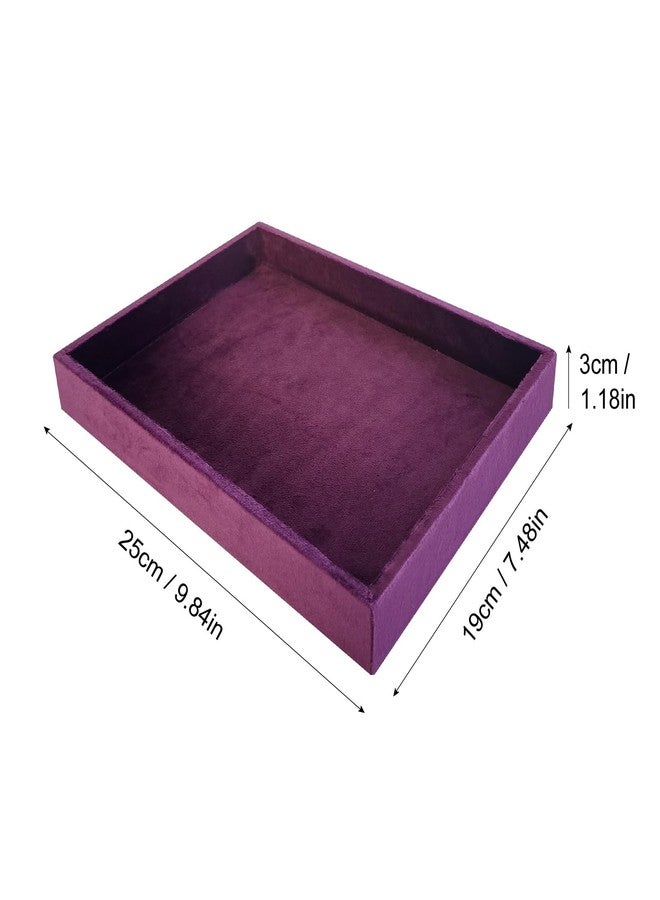 SCIKHEFT Flat Jewelry Tray Velvet Stackable Jewelry Display Organizer for Necklaces, Rings, Earrings Compact Jewelry Storage for Dresser, Countertop（Purple） - Image 2
