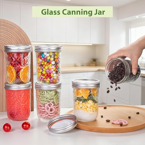 QWEZXO Mason Jars 16oz with Lids-6 Pack Wide Mouth Glass Mason Jar Vintage Glass Canning Jars with Metal Lids for Canning, Pickling, Food Storage - Image 5