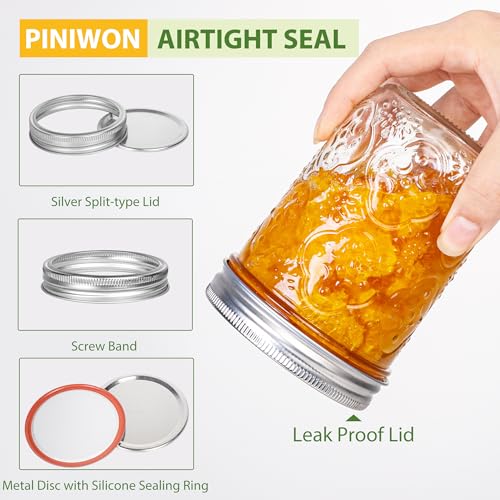 QWEZXO Mason Jars 16oz with Lids-6 Pack Wide Mouth Glass Mason Jar Vintage Glass Canning Jars with Metal Lids for Canning, Pickling, Food Storage - Image 3