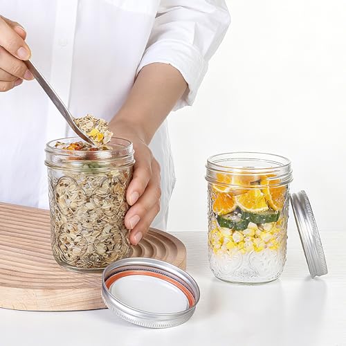 QWEZXO Mason Jars 16oz with Lids-6 Pack Wide Mouth Glass Mason Jar Vintage Glass Canning Jars with Metal Lids for Canning, Pickling, Food Storage - Image 4