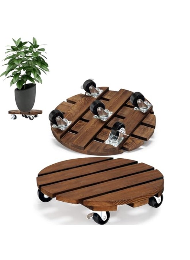 Generic 2pack Plant Caddy, Wood Rolling Plant Stand with 360° Lockable Caster Wheels, Pot Round Caster for Indoor and Flower Succulent Pots Outdoor Use, 30*30*8Cm  - Image 1