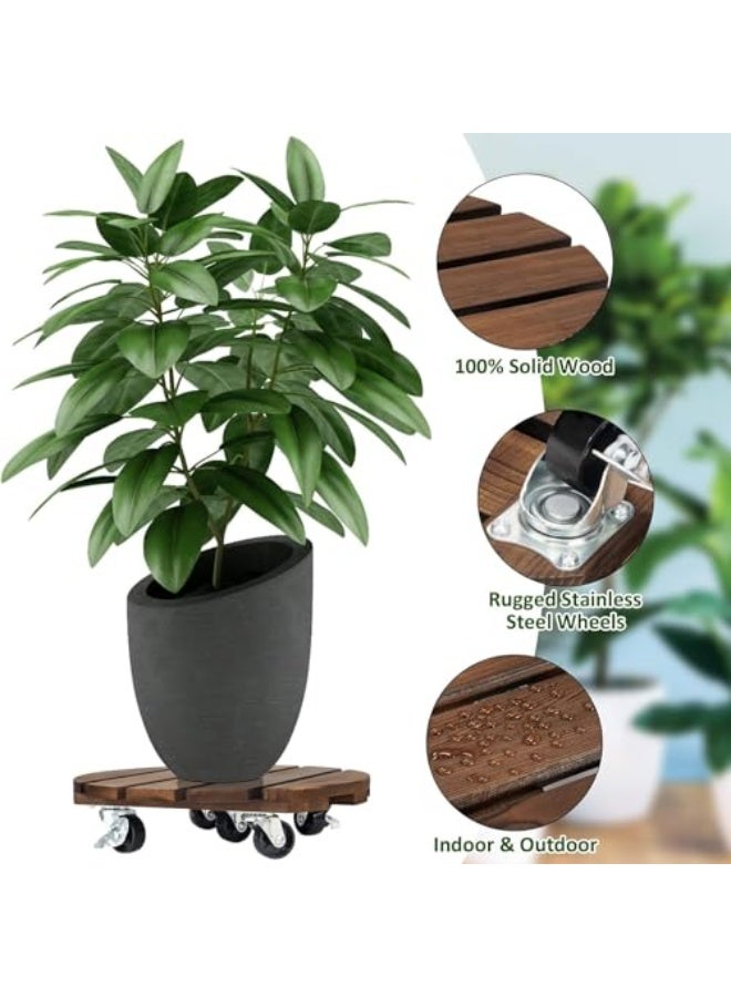 Generic 2pack Plant Caddy, Wood Rolling Plant Stand with 360° Lockable Caster Wheels, Pot Round Caster for Indoor and Flower Succulent Pots Outdoor Use, 30*30*8Cm  - Image 3