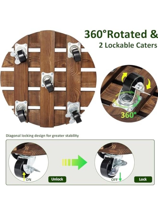 Generic 2pack Plant Caddy, Wood Rolling Plant Stand with 360° Lockable Caster Wheels, Pot Round Caster for Indoor and Flower Succulent Pots Outdoor Use, 30*30*8Cm  - Image 2
