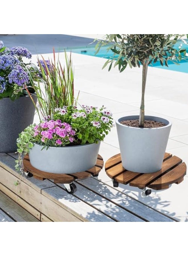 Generic 2pack Plant Caddy, Wood Rolling Plant Stand with 360° Lockable Caster Wheels, Pot Round Caster for Indoor and Flower Succulent Pots Outdoor Use, 30*30*8Cm  - Image 5