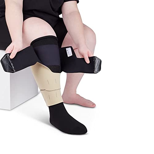 CircAid Juxtalite HD Lower Leg System Easy to Use Adjustable Compression Wrap Garment for Men Women Leg Circulation for Support Flexible Hood Loop Straps Beige Medium Short - Image 5