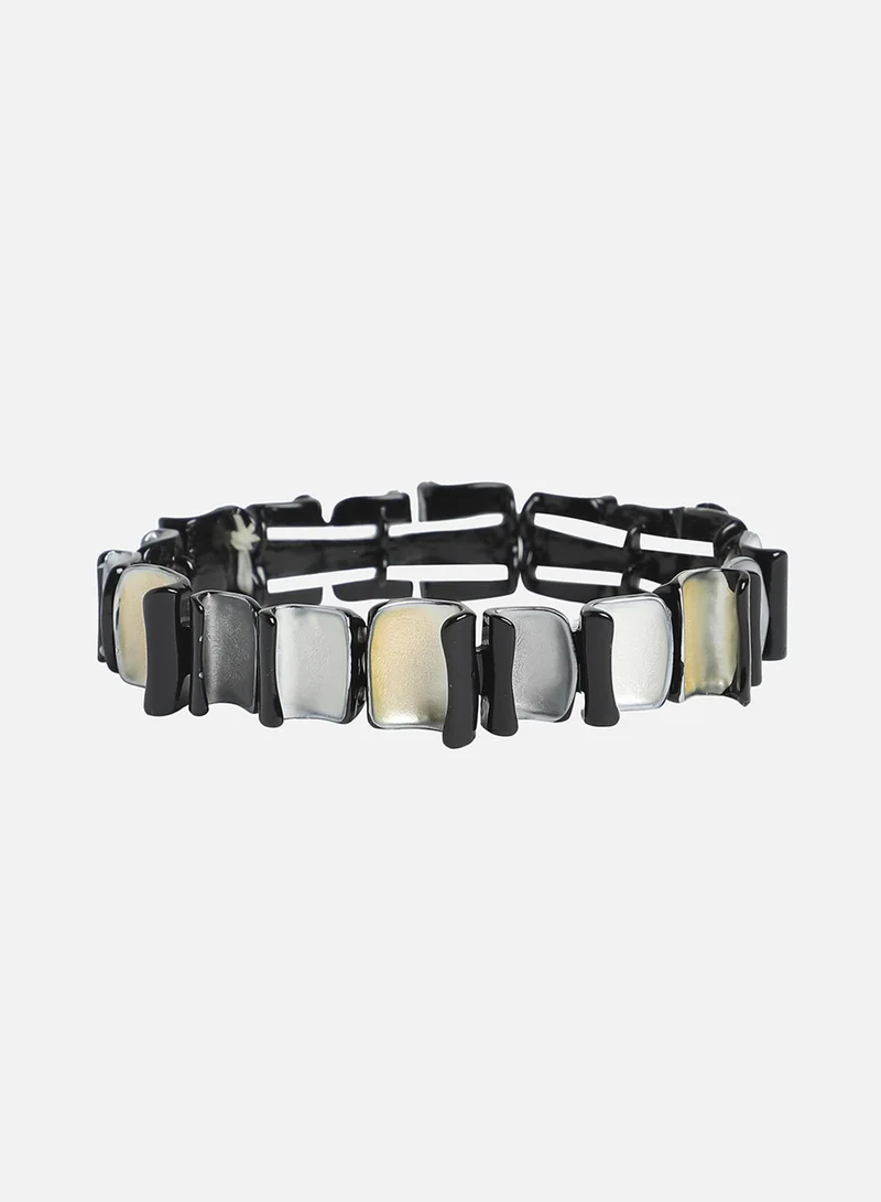 SOHI Black & Rolled Square Artificial Bracelet Jewellery
