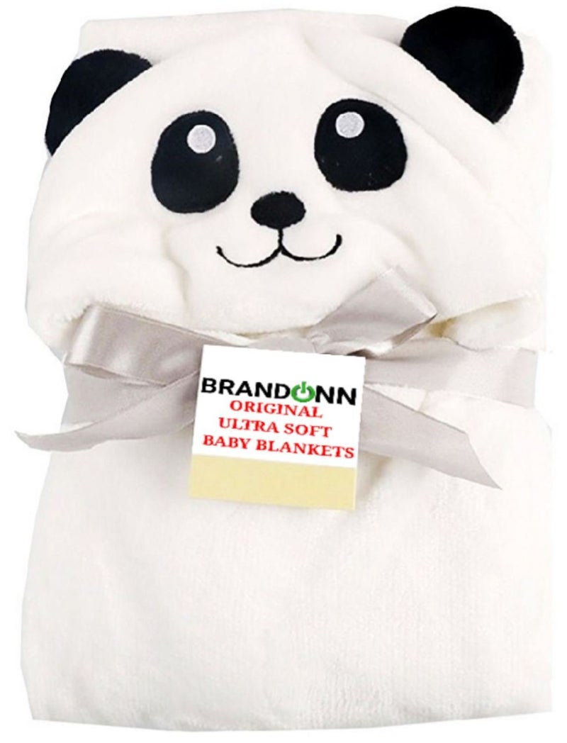 Brandonn BRANDONN All in 1 Ultrasoft Luxury Panda Hooded Funny Caps Wrapper/Bath Towel/Blanket for Babies (White) - Image 1