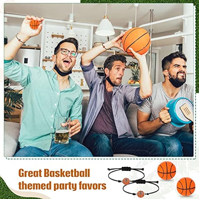 Romooa 48 Pieces Basketball Party Favor Sports Birthday Supplies Set 24 Inspirational Basketball Bracelets 24 Mini Basketball Foam Stress Ball for Sports Theme Birthday Party Team Gifts - Image 4