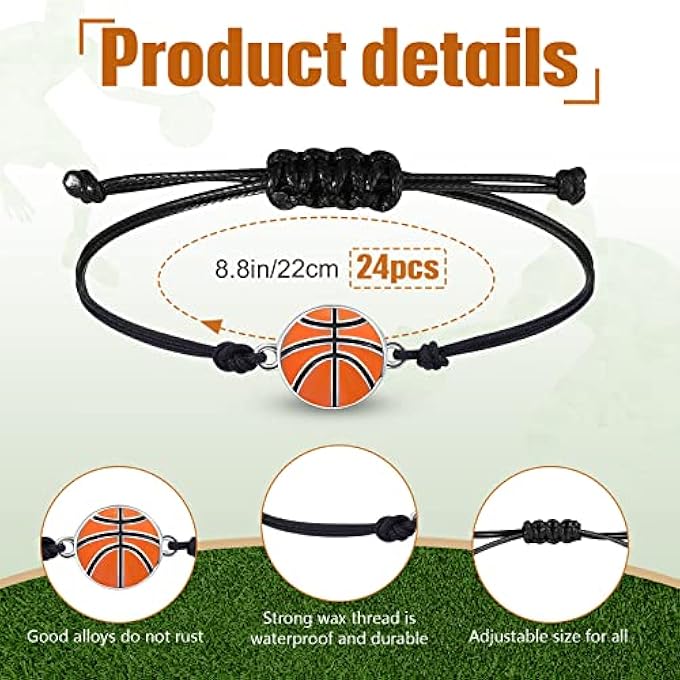 Romooa 48 Pieces Basketball Party Favor Sports Birthday Supplies Set 24 Inspirational Basketball Bracelets 24 Mini Basketball Foam Stress Ball for Sports Theme Birthday Party Team Gifts - Image 2