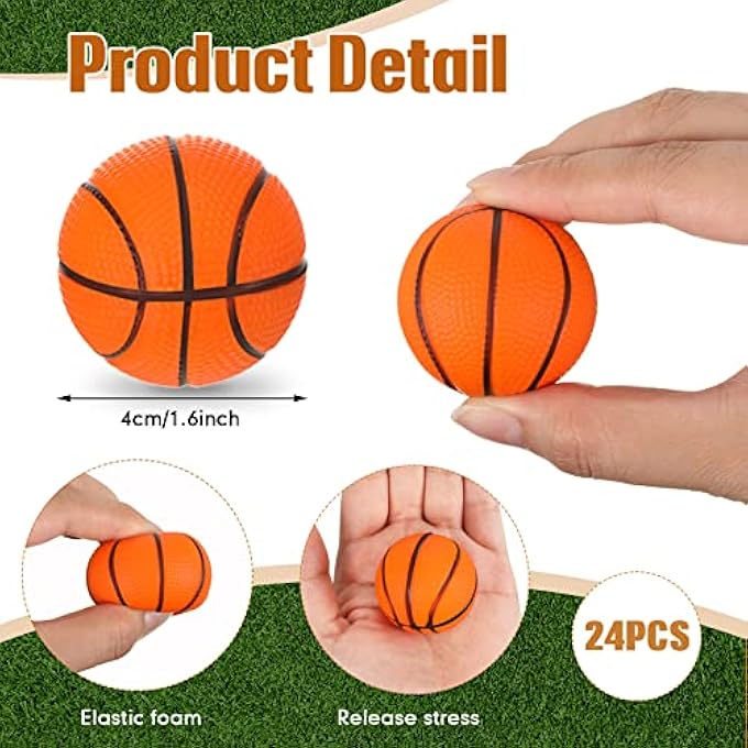 Romooa 48 Pieces Basketball Party Favor Sports Birthday Supplies Set 24 Inspirational Basketball Bracelets 24 Mini Basketball Foam Stress Ball for Sports Theme Birthday Party Team Gifts - Image 3