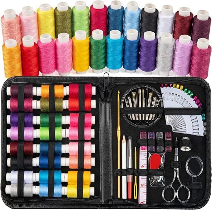 ATOOZED 98 PCS Sewing Kit Portable Sewing kit Box Sewing Supplies Accessories with 24Pcs Thread Spools Scissors Thread NeedlesTape Measure for DIY AdultsBeginnersEmergencyTravelHome - Image 5