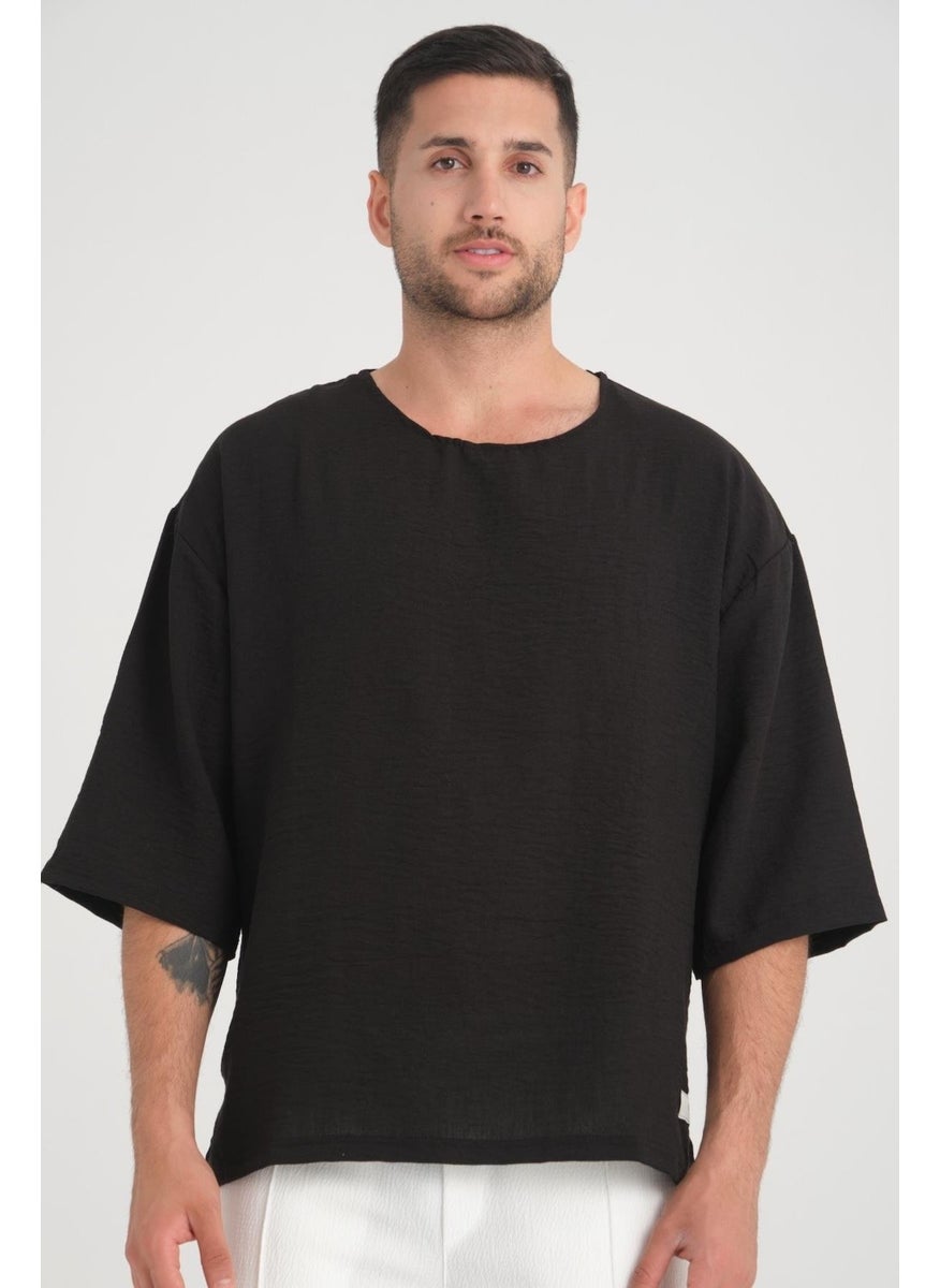 Crew Neck Poor Sleeve Oversize Short Sleeve T-Shirt - Black - pzsku/ZC4660C81C2BABB0BD398Z/45/_/1726144931/fb3904a9-24cf-469f-ae1d-f750d6302416