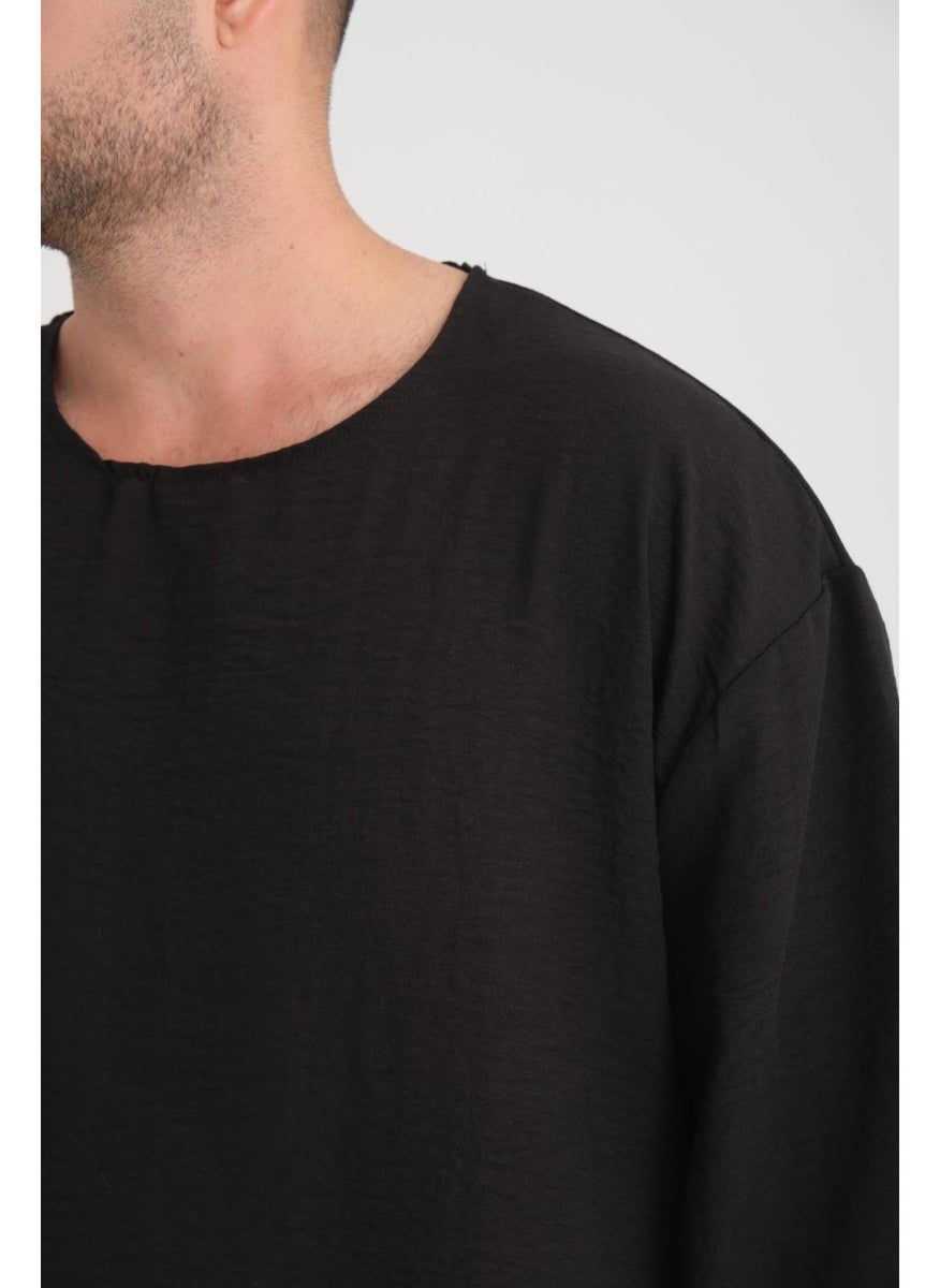 Crew Neck Poor Sleeve Oversize Short Sleeve T-Shirt - Black - pzsku/ZC4660C81C2BABB0BD398Z/45/_/1726144936/37cbaa8e-52a2-4b39-8b50-13fe605580a1