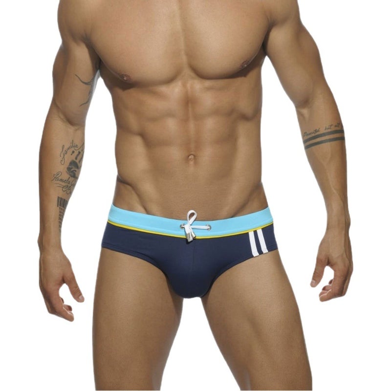 UXH and men''s sexy solid color sports side strap cup triangle swimming trunks close-fitting trendy beach triangle men - Image 2