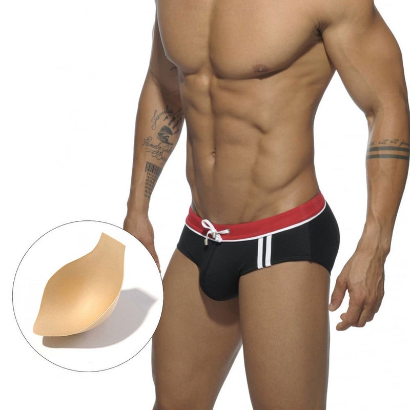 UXH and men''s sexy solid color sports side strap cup triangle swimming trunks close-fitting trendy beach triangle men - Image 3
