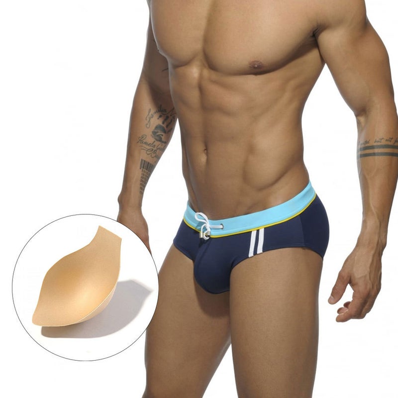UXH and men''s sexy solid color sports side strap cup triangle swimming trunks close-fitting trendy beach triangle men - Image 1